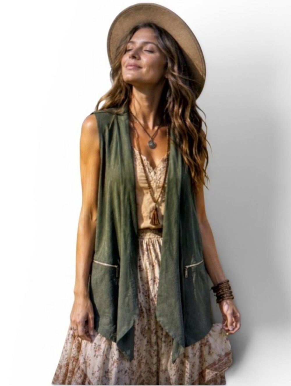 Chico's Travelers Olive Green Open Vest